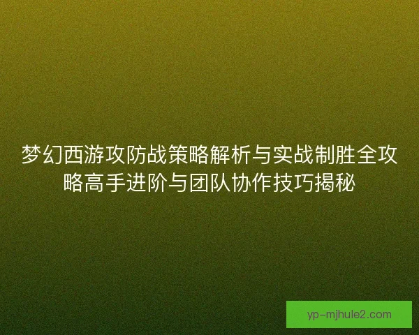 梦幻西游攻防战策略解析与实战制胜全攻略高手进阶与团队协作技巧揭秘